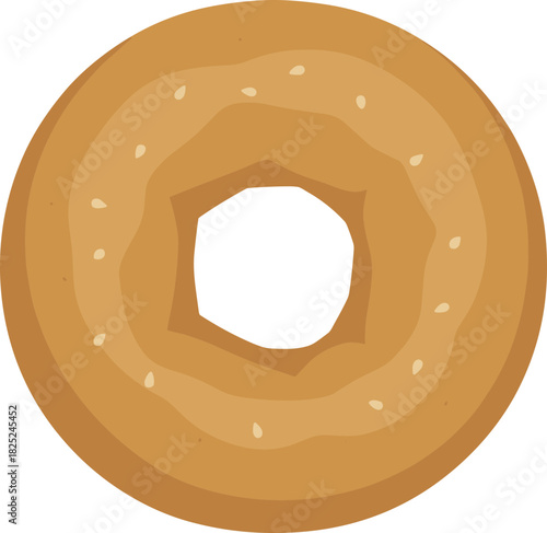 Simple Flat Illustration Delicious Sesame Bagel Doughnut Sweet Bakery Food