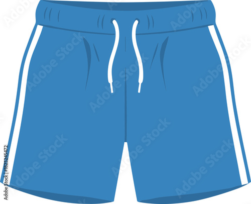 Simple Flat Blue Sport Short With White Stripe Illustration