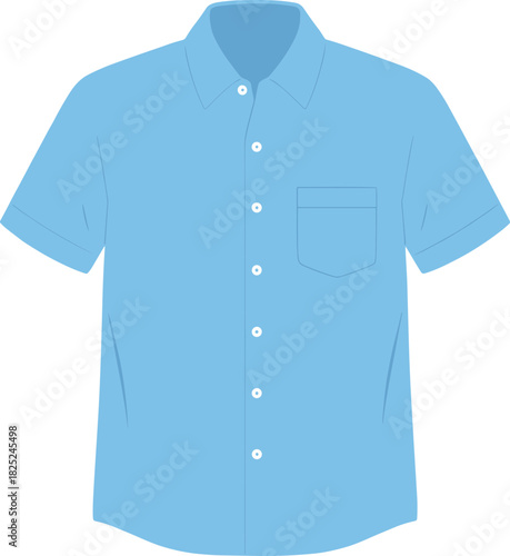 Minimalist Light Blue Short Sleeve Casual Shirt Fashion Illustration