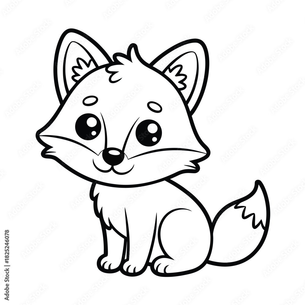 Obraz premium Cute cartoon fox outline for coloring pages and children s designs