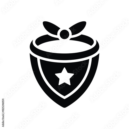 Black and white icon of a bandana with a star