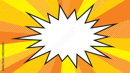 ギザギザ吹き出しとサンバースト背景/イエロー