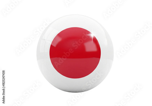 Glossy Japan Flag Sphere 3D Icon isolated on transparent, png background