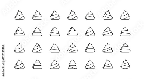 Pattern of 28 poop emojis arranged in 4 rows  7 columns on a white background