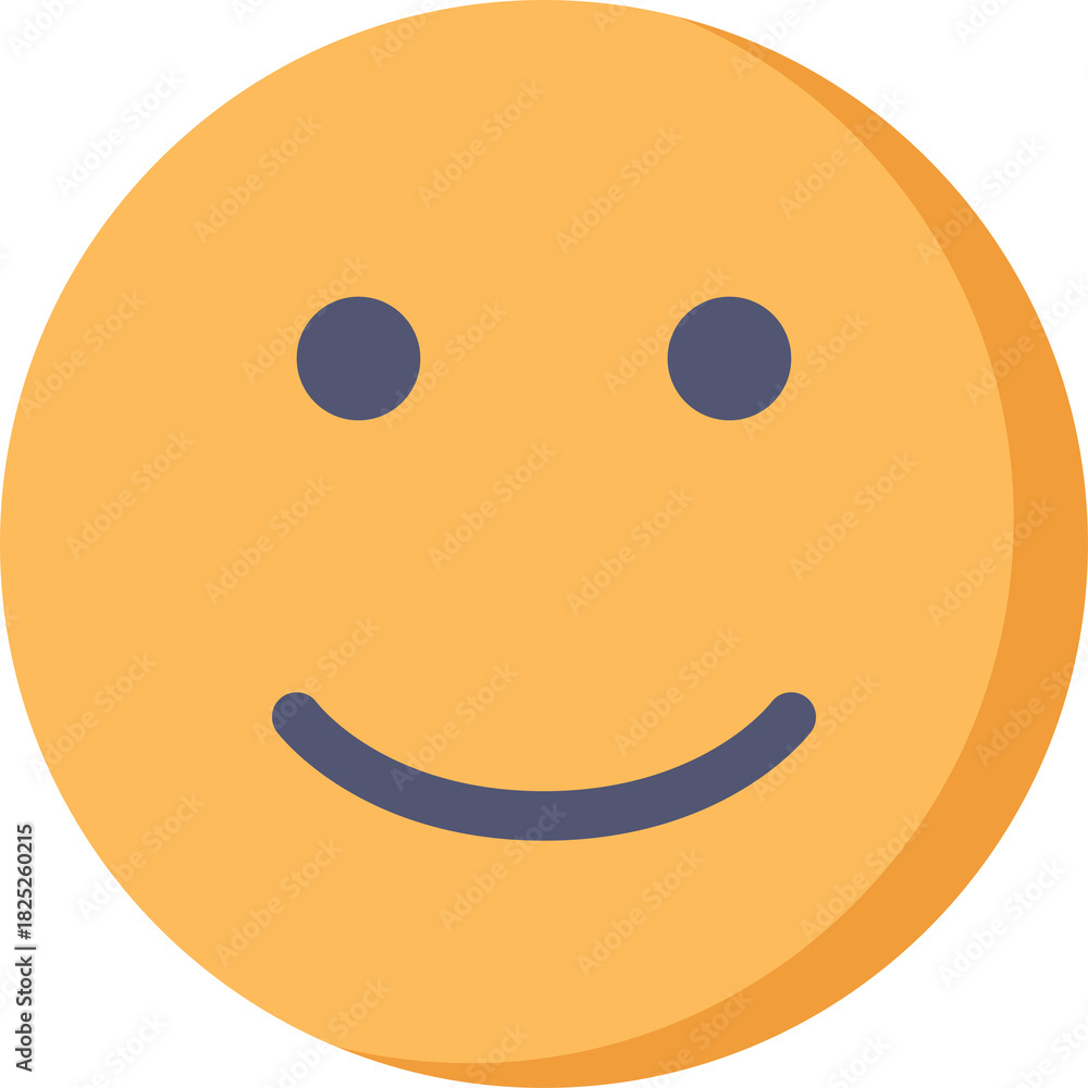 Fototapeta premium Simple Orange Smiley Face Icon with Dark Blue Eyes and Mouth on Transparent Background Minimalist Cartoon Style