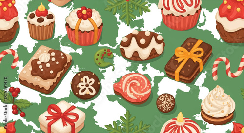 Delicious Christmas Sweets and Candies Assortment.