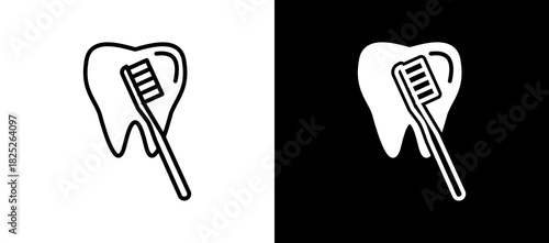 Toothbrush blackwhite icon
