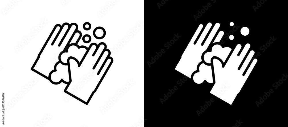 Fototapeta premium Washing Hand blackwhite icon