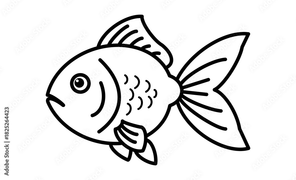 Obraz premium シンプルな金魚のイラストアイコン素材
