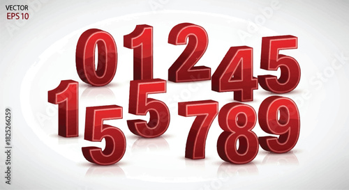 Red 3D Numbers - A Visual Representation of Numerical Values.