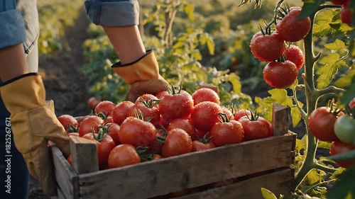 Wallpaper Mural Farmer Hands Harvest Ripe Red Tomatoes in Warm Sunlight Torontodigital.ca