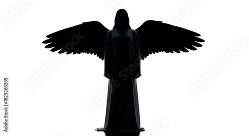 Serene angel silhouette with flowing robe in classic style