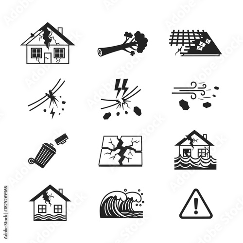 Severe Catastrophe and Urban Structural Collapse Icons