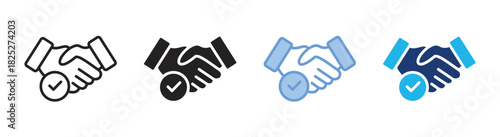 Handshake icon set multiple style collection