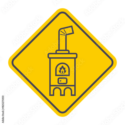 Potbelly stove for heating an apartment black icon. Flat illustration.