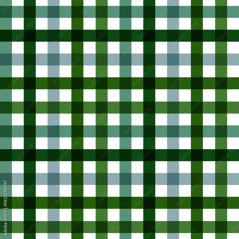Obraz premium A seamless green, blue-grey, and white plaid or gingham pattern