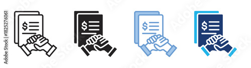 Contract icon set multiple style collection
