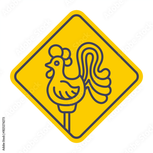 Red lollipop cockerel for kids. Flat illustration.