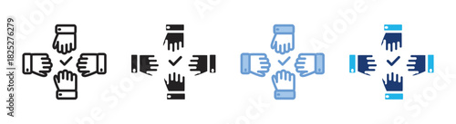 Cooperation icon set multiple style collection