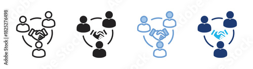 Collaboration icon set multiple style collection