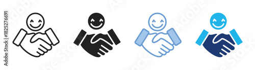 Handshake icon set multiple style collection