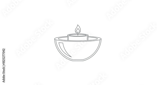 Minimalist line art of a candle in a bowl holder