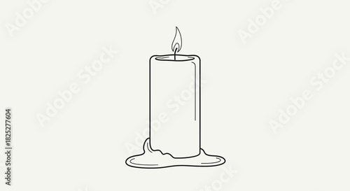 Minimalist line art of a single candle with a small wax drip