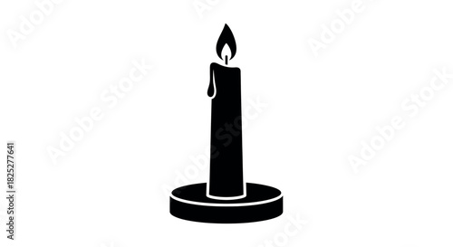 Minimalist silhouette of a candle with a round base on white
