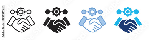 Cooperation icon set multiple style collection