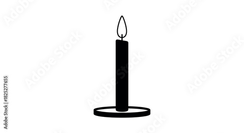Minimalist silhouette of a candle with a circular base on a white background