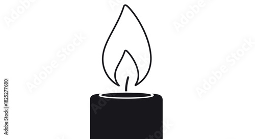 Stylized candle with a vibrant flickering flame perfect for festive or decorative designs