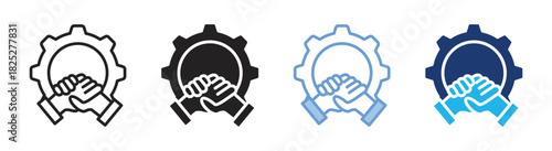 Cooperation icon set multiple style collection