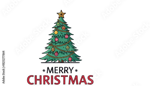 Festive Christmas Tree with Ornaments and Star Topper for Holiday Season.