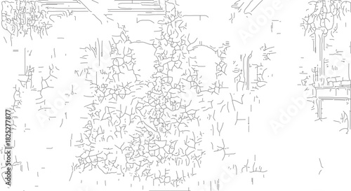 Abstract Sketch of a Christmas Tree with Ornaments.
