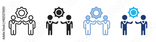 Cooperation icon set multiple style collection
