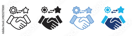 Cooperation icon set multiple style collection