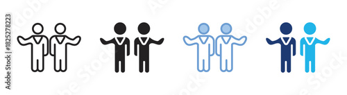 Cooperation icon set multiple style collection