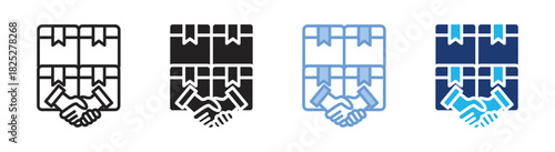 Cooperation icon set multiple style collection