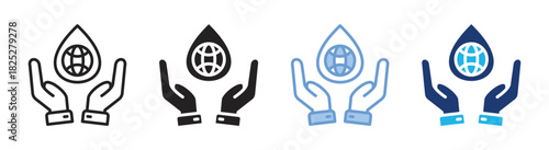 Water icon set multiple style collection