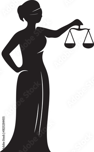 woman holding scales of justice silhouette vector lady lawyer logo icon design silhouette vector illustration