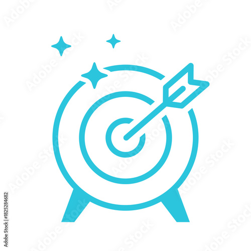Niche market Icon. Target and Arrow. Isolated on white. Blue icon