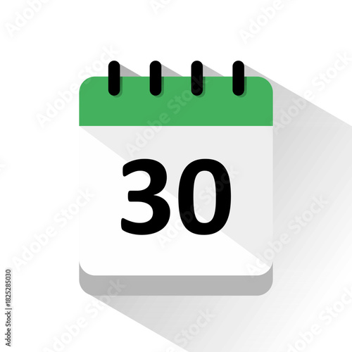 Flat Calendar Icon with Date 30