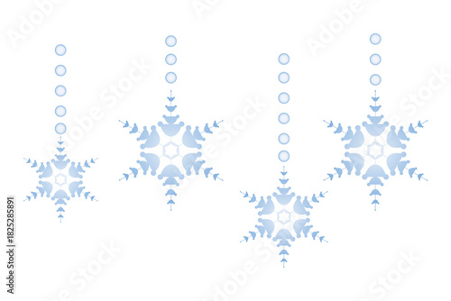 A decorative winter background showing hanging snowflakes with dotted snowfall patterns. Suitable for Christmas designs, holiday invitations, winter banners, gift packaging, and seasonal promo 