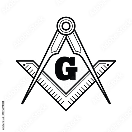 Masonic square and compasses symbol with letter g