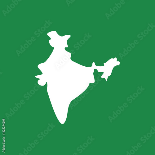 india map silhouette in green background. flat vector outline of India for geography, travel, and educational themes. simple india map in EPS format.