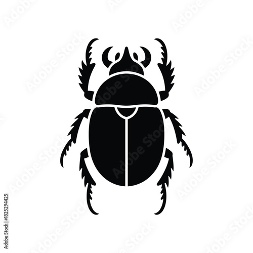 Black silhouette of an ancient egyptian scarab beetle icon