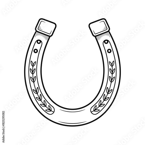 Classic horseshoe with decorative floral etching and nail holes