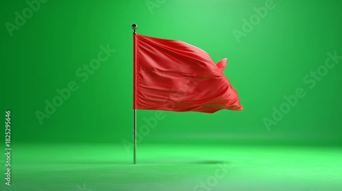 Red Flag on Green Screen Animation