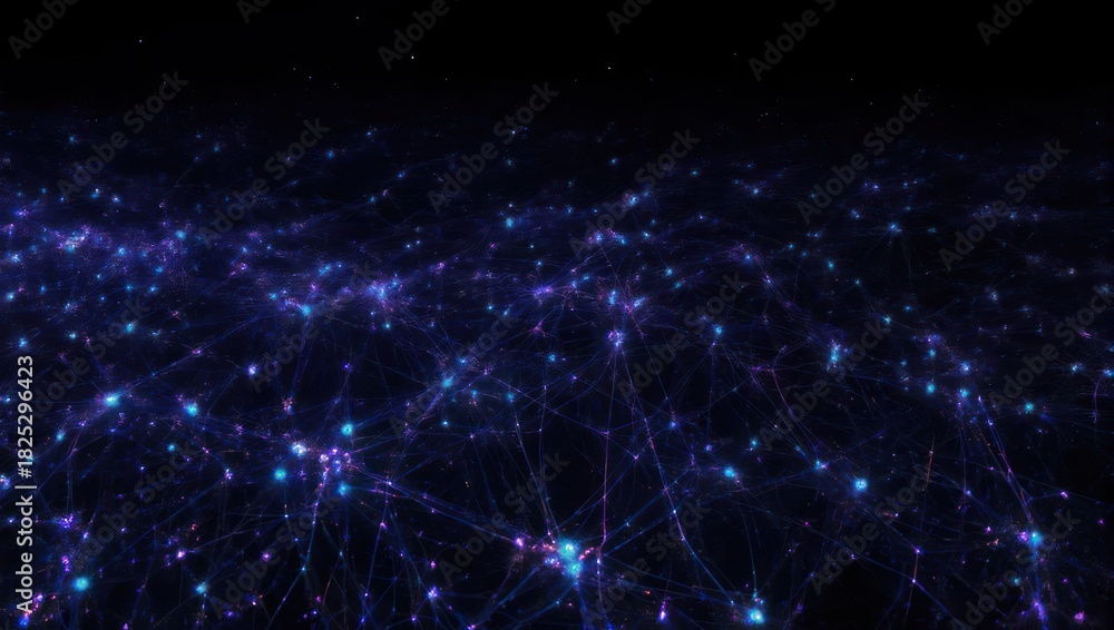 Fototapeta premium Abstract Network of Light Points in the Dark.