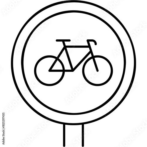 Line Art Bicycle Lane Icon